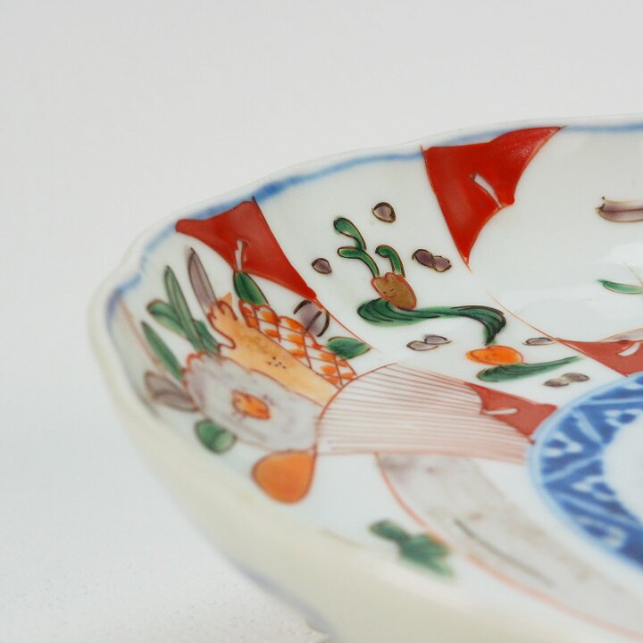 楽天市場】輪花 芙蓉手 花文様 八寸皿 0385明治時代 色絵 手描き日本 