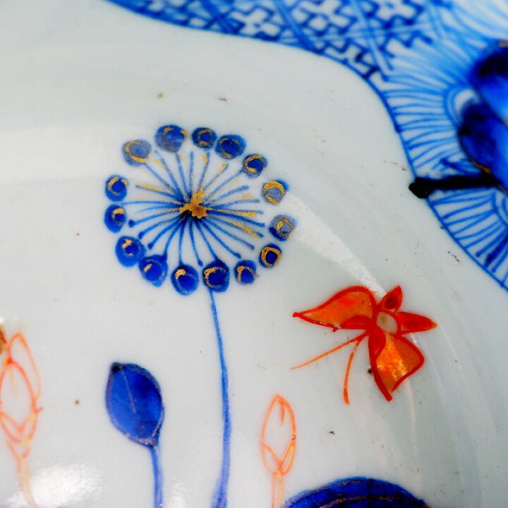 楽天市場】花蝶文様 盃洗 0089江戸時代 伊万里 色絵 金彩 手描き酒器 