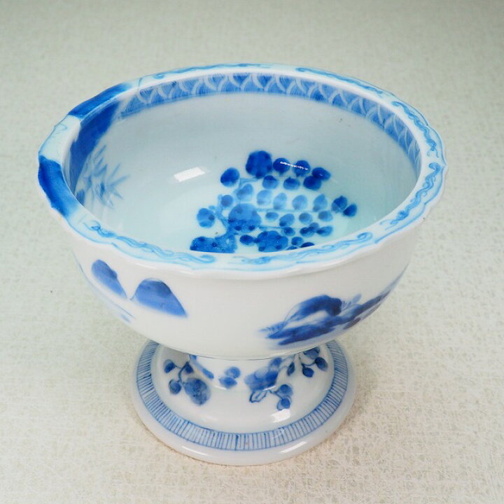 楽天市場】梅と鳥 山水文様 盃洗 0090江戸時代 伊万里 染付 手描き酒器 