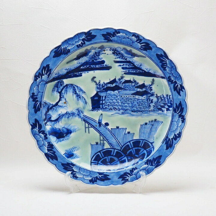 楽天市場】城のある景色 大皿 0267江戸時代 幕末 伊万里 染付 手描き  