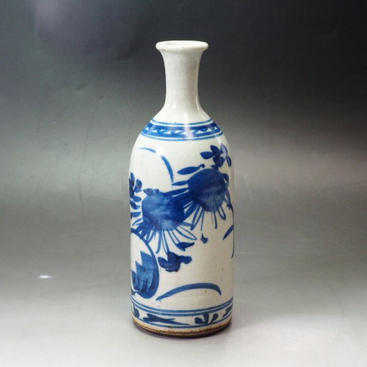 楽天市場】0206 花と蝶文様 徳利 伊万里焼 染付 手描き 明治 酒器 