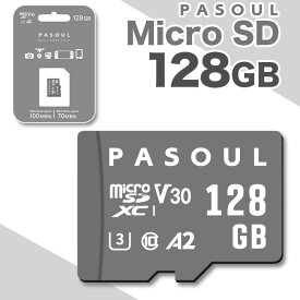 【新品】Pasoul microSDXCカード 128GB 高性能 マイクロSDカード UHS-I U3 V30 A2 規格 4K Ultra HD 対応 最大速度100MB/s Class10 防水 耐衝撃 耐低温/耐高温 耐X線【DPN3】【n2】