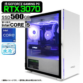 【新品】【RTX4060よりも高性能】PASOUL 煌 ゲーミングPC デスクトップパソコン ホワイト プレーン GeForce RTX3070 第13世代 Intel Corei5 13400F Windows10 NVMe M.2 SSD500GB メモリ16GB 水冷CPUクーラー ARGB対応LEDファン デスクトップPC 1年保証 GWHP-3070