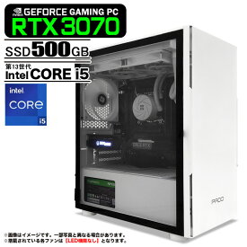 【新品】【RTX4060よりも高性能】PASOUL 煌 ゲーミングPC デスクトップパソコン ホワイト プレーン GeForce RTX3070 第13世代 Intel Corei5 13400F Windows10 NVMe M.2 SSD500GB メモリ16GB 水冷CPUクーラー LED非搭載ファン デスクトップPC 1年保証 GWHP-3070