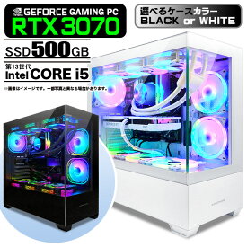 【RTX4060よりも高性能】RTX3070 搭載 本気のゲーミングPC GP-V3 ホワイト/ブラック ピラーレス PASOUL 極 デスクトップパソコン 22型モニター付 第13世代 Corei5 Windows11 NVMe SSD500GB メモリ16GB 水冷CPUクーラー ARGB キーボード＆マウス付 1年保証