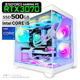 【新品】【RTX4060よりも高性能】白色海景房シームレス PASOUL 極 ゲーミングPC デスクトップパソコン ホワイト GeForce RTX 3070 22型モニター付 第13世代 Corei5 Windows10 NVMe SSD500GB メモリ16GB 水冷CPUクーラー ARGB デスクトップPC キーボード＆マウス付 1年保証