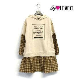 60%OFF セール 【返品・交換不可】 by LOVEiT バイラビット 子供服 23秋 チェック切り替えレイヤード風ワンピース by7833320