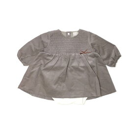 60%OFF セール 【返品・交換不可】 petit main プティマイン 子供服 23冬 シャーリングワンピロンパース pm9634521