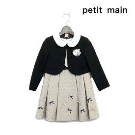 petit main プティマイン 子供服 24春 ジャガードリボンOP+衿つきJKセット pm9641601