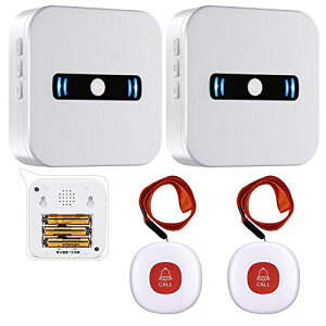 Daytech 呼び出しワイヤレス コールボタン 介護ベル 電池式携帯しやすい 防水 緊急アラーム 高齢者/妊婦向け (受信機2 +発信機2,赤色