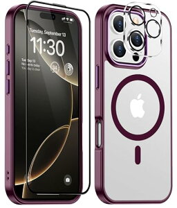 iPhone 16 Pro ケース レッド Magsafe対応 カメラレンズ保護付き アイフォン16Pro ケース 米軍MIL規格 耐衝撃 ストラップホール付き