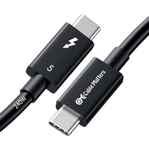 Cable Matters �yIntel�F��z�ő�120Gbps�ш敝�u�[�X�g��240W�[�d�Ή�80Gbps Thunderbolt 5�P�[�u���i�u���b�N�j - 0.3m/1ft, Thund