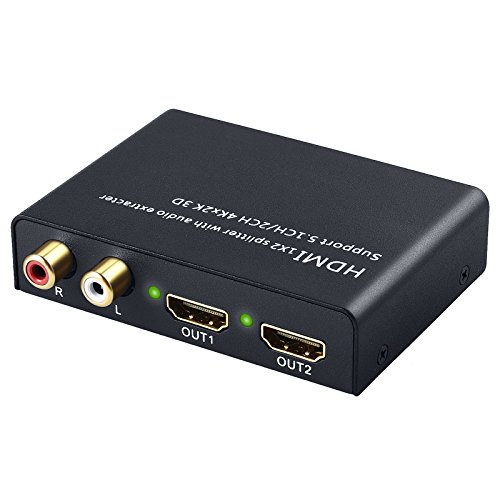 ELEVIEW HDMI 分配器 1入力 2出力   音声 分離 2画面 同時出力（SPDIF Toslink 光デジタル   RCAステレオ音声出力）hdmi スプリッタ