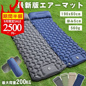 SS期间限定★クーポンで2500円/枚～★エアーマット エアーベッド キャンプマット アウトドアマット 車中泊マット 足踏み式 枕付き 折畳み式 幅広厚手 軽量 テント キャンプ コンパクト 防水 防潮 防災グッズ 40Dナイロン+TPU生地 収納袋付き CQCD02-1