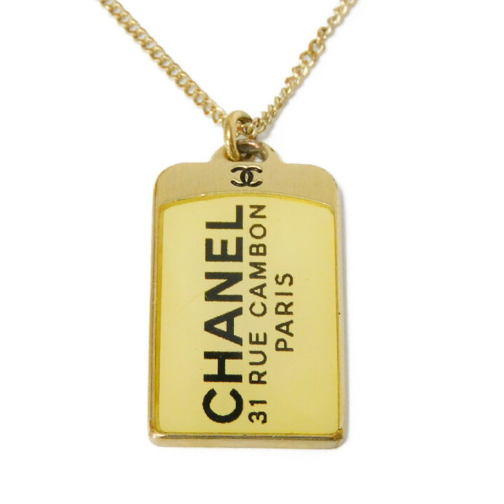 楽天市場】シャネル CHANEL ネックレス カンボン ロゴ プレート CC 