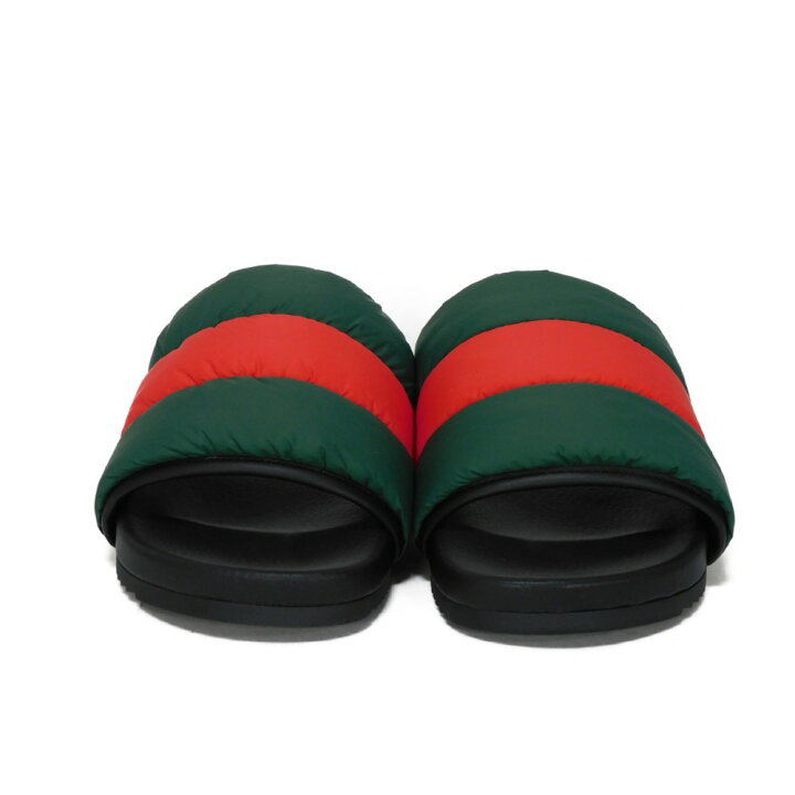 楽天市場】グッチ GUCCI サンダル パデッド ウェブ スライド 39 ロゴ 