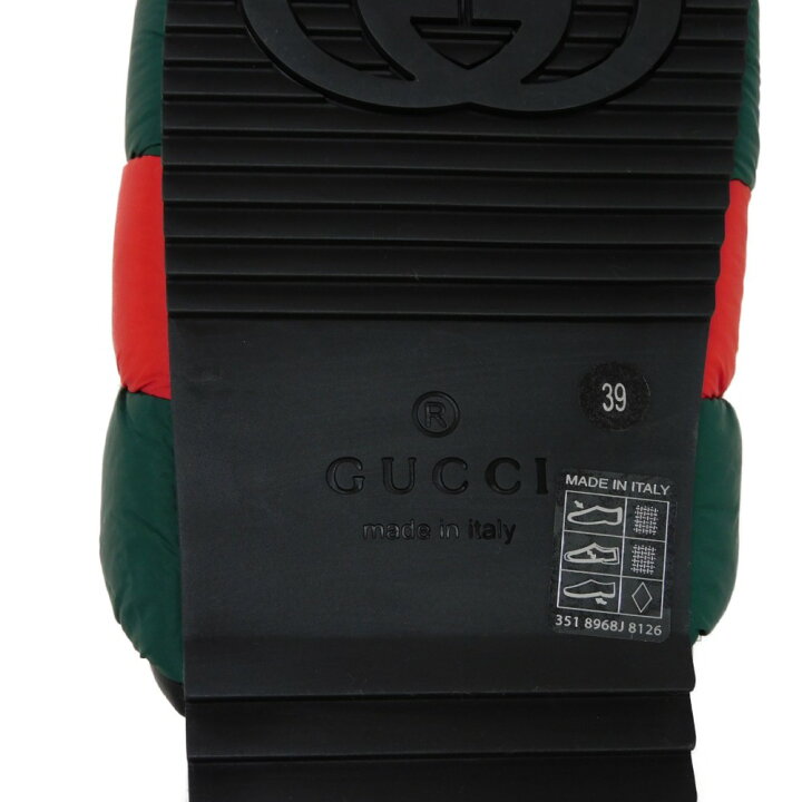 楽天市場】グッチ GUCCI サンダル パデッド ウェブ スライド 39 ロゴ  