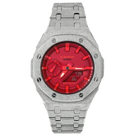 G-SHOCK GA2100 レッド フロステッド カスタム カシオーク 赤文字盤 ステンレス製 艶消しモデル Frosted Edition ゴールド