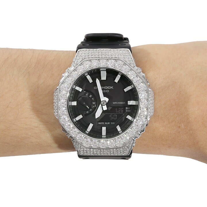 楽天市場】モアサナイト G-SHOCK カスタム GA2100 .925Silver 