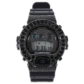 G-SHOCK ブラックカスタム オールブラック Gショック DW6900 大粒CZダイヤ（キュービックジルコニア）ブラックゴールド　Kronic クロニック 時計 プレゼント クリスマス　メンズ ギフト お祝い 誕生日【未使用品】【中古】【保証付】