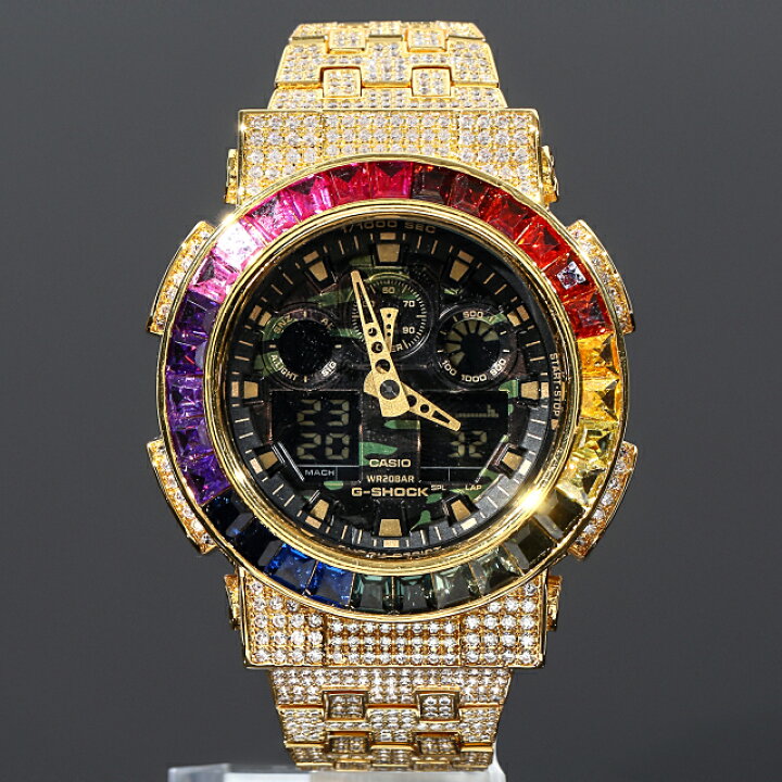 楽天市場】G-SHOCK カスタム レインボーベゼル GA100 カモフラ フル 