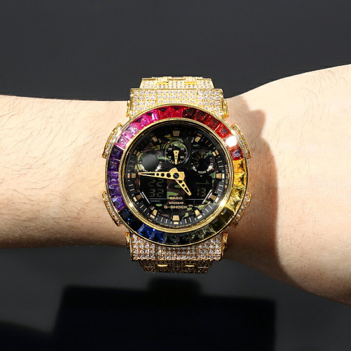 楽天市場】G-SHOCK カスタム レインボーベゼル GA100 カモフラ フル 