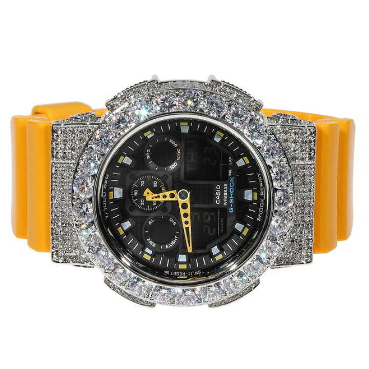 楽天市場】カスタム Gショック GA100 イエロー G-SHOCK 大粒CZダイヤ  