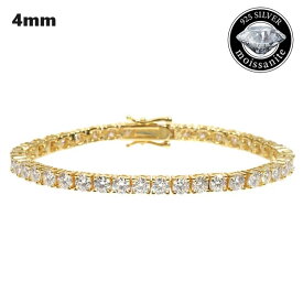 ＼ランキング入賞／ モアサナイト ブレスレット 10K YG 4mm テニスブレスレット イエローゴールド メンズ レディース Moissanite 【納期3週間】