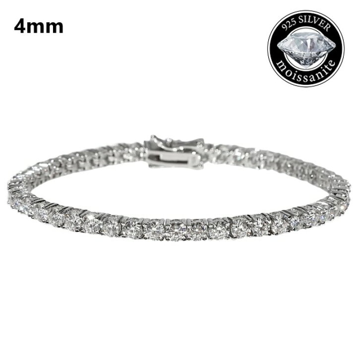 楽天市場】モアサナイト 4mm テニスブレスレット .925Silver  