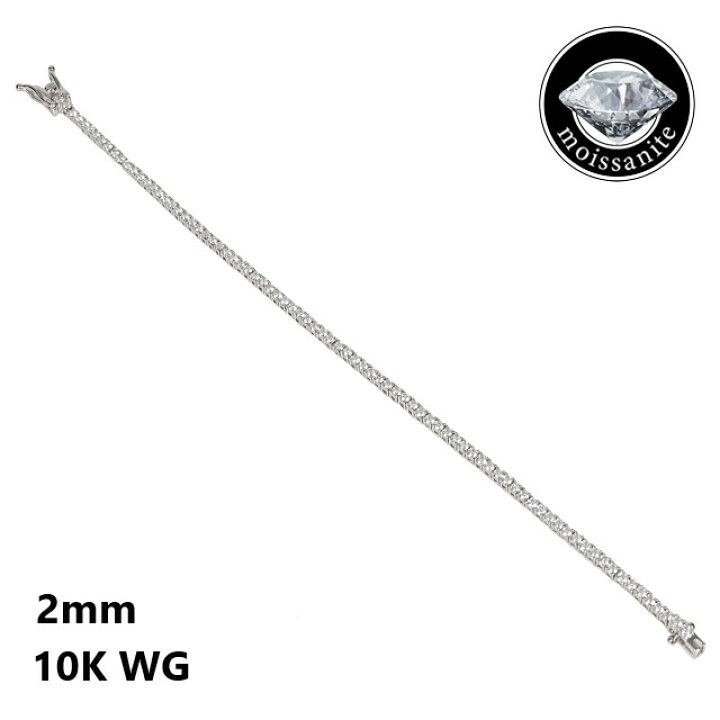 楽天市場】10K WG モアサナイト 2mm テニスブレスレット ホワイト 