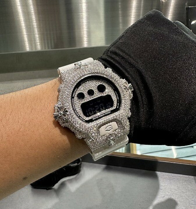 楽天市場】モアサナイト G-SHOCK カスタム DW6900 ホワイトバンド  