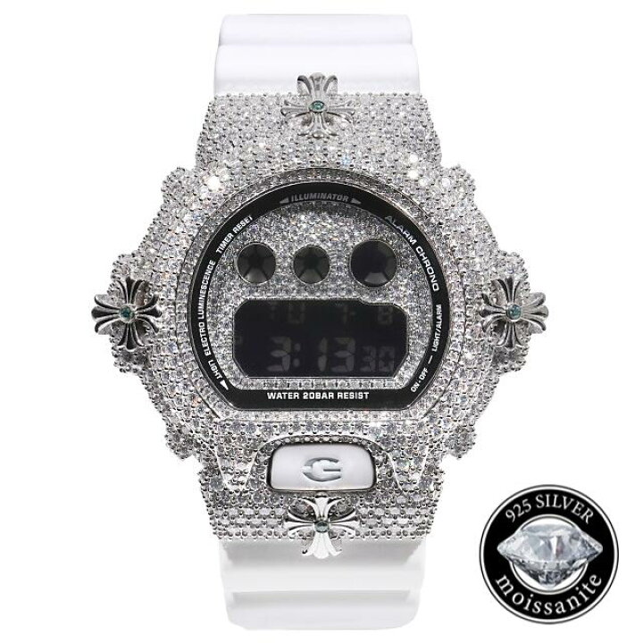 楽天市場】モアサナイト G-SHOCK カスタム DW6900 ホワイトバンド  