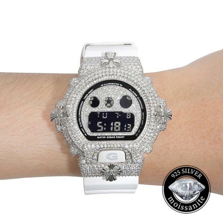 楽天市場】モアサナイト G-SHOCK カスタム DW6900 ホワイトバンド  