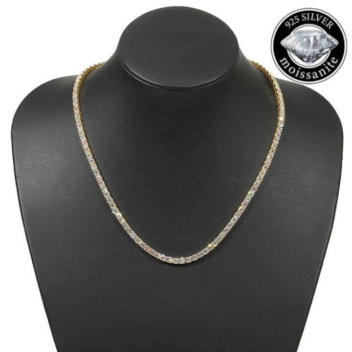 楽天市場】モアサナイト 4mm テニスネックレス Moissanite .925Silver  