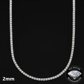 ＼ランキング入賞／ モアサナイト ネックレ アクセサリース 2mm テニスネックレス Moissanite シルバー .925Silver 2mm ／45cm～50cm 【6.4カラット】メンズ レディース GRA証明書付