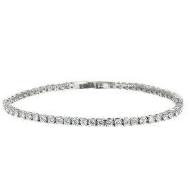 テニスブレスレット 3mm CZダイヤ（キュービック・ジルコニア） Tennis Bracelet ホワイトゴールド Kronic ギフト プレゼント 時計 メンズ レディース お祝い 誕生日【保証付】