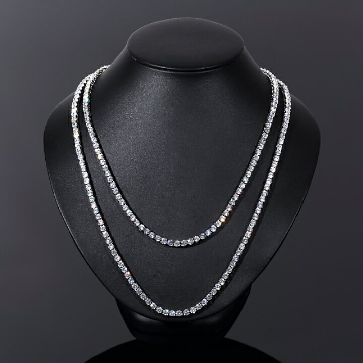 楽天市場】2本セット テニスネックレス 4mm テニスネックレス CZ  