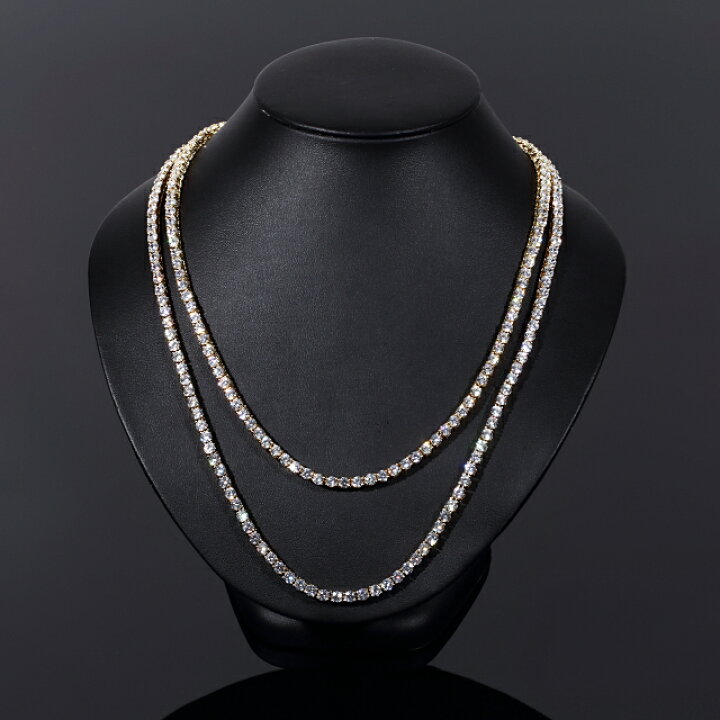 楽天市場】2本セット テニスネックレス 4mm テニスネックレス CZ  
