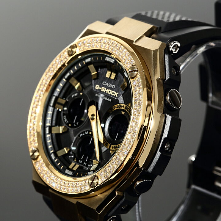 楽天市場】G-SHOCK GST s100G ゴールド Gスチール 2連CZダイヤ 