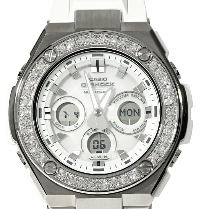楽天市場】G-SHOCK GST w310 ホワイト 大粒CZダイヤ（キュービック 