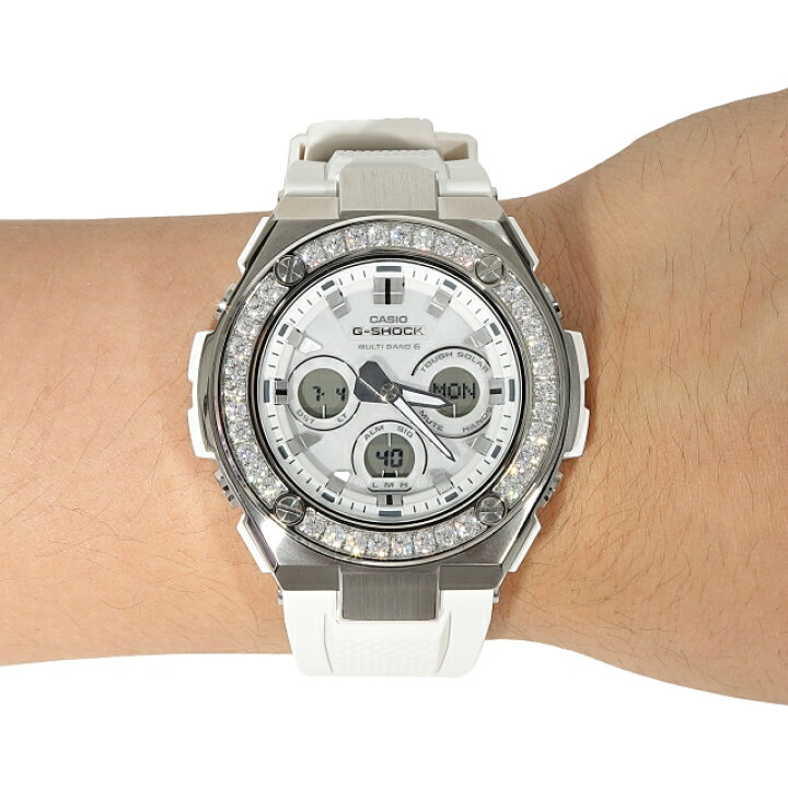 楽天市場】G-SHOCK GST w310 ホワイト 大粒CZダイヤ（キュービック 
