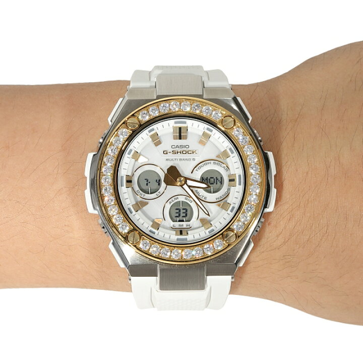 楽天市場】G-SHOCK GST w300 Gスチール ホワイト 白 大粒CZダイヤ 