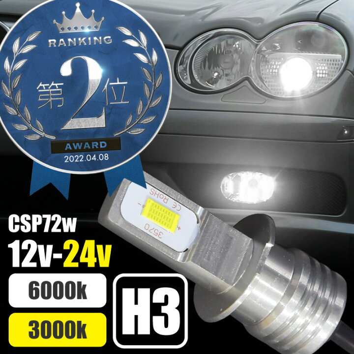 楽天市場】H3 H3a H3c H3d LED フォグ 12V 24V フォグランプ バルブ 2 