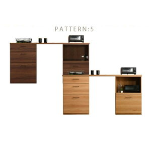 10/30限定【10%OFFクーポン】キッチンオープンカウンター ユニットタイプ 幅180 日本製 レンジ台 F☆☆☆☆ 間仕切り 奥行40 大川家具 木製 セミオーダー キッチン収納 高さ90 ブラウ