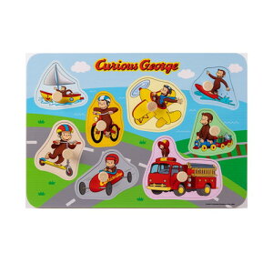 おさるのジョージ 木製えあわせパズル ジョージとのりもの(415105)子供 プレゼント ギフト 出産祝い ベビー