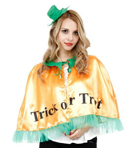 Patymo トリックパンプキンケープ (463867)【 コスプレ 衣装 ハロウィン 仮装 コスチューム かぼちゃ パーティーグッズ 大人用 女性用 レディース カボチャ 余興 】