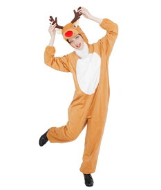 トナカイ　コスプレ XM スマイルトナカイスーツ （468985）【 コスプレ 衣装 アニマル 動物 レディース 男女兼用 トナカイ衣装 トナカイコスチューム 仮装 メンズ クリスマス 大人用 女性用 男性用 】
