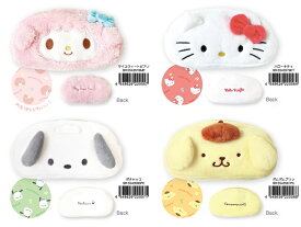 ぬいぐるみフェイスペンポーチ （マイメロディ・シナモロール・クロミ・ハンギョドン・ハローキティ・マイスィートピアノ・ポチャッコ・ポムポムプリン・ハローキティ/ひやけ） 化粧ポーチ ペンケース ぬいぐるみペンケース サンリオキャラクターズ 筆箱+