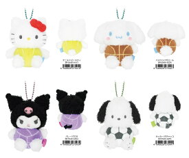 【2月上旬入荷】サンリオぬいぐるみマスコット（テニス/ハローキティ、バスケ/シナモロール、バレー/クロミ、サッカー/ポチャッコ）【公式ライセンス商品】キーチェーンマスコット ぬいぐるみ　キーホルダー 部活マスコット