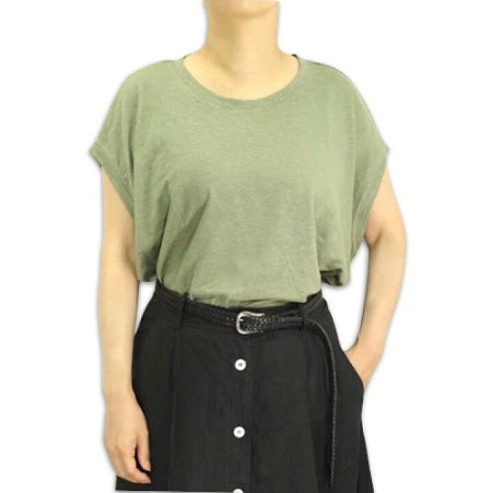ストレッチ MAJESTIC FILATURES マジェスティック フィラチュール レディス ストレッチリネン フレンチスリーブTシャツ麻 ジャージ 女性Tシャツ 1 カーキ ブルー ホワイト